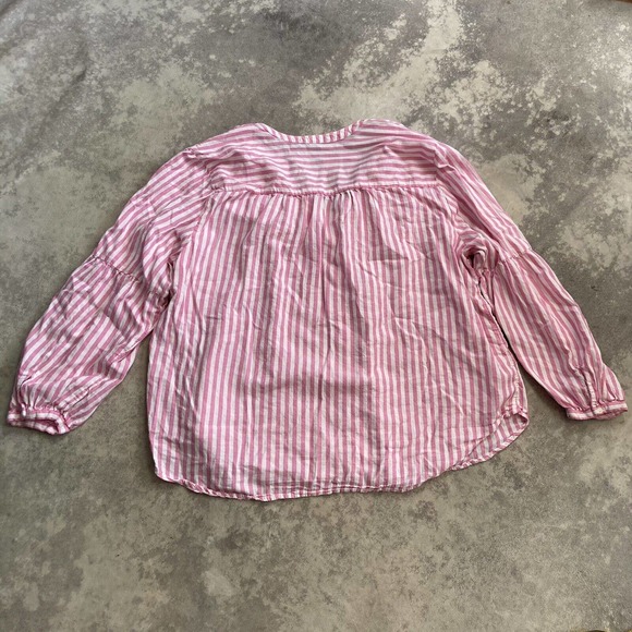 Old Navy V Neck Vertical Striped Button up womens Size XXL Pink White - Picture 8 of 11